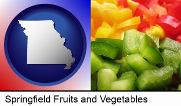 sliced and diced green, red, and yellow peppers in Springfield, MO